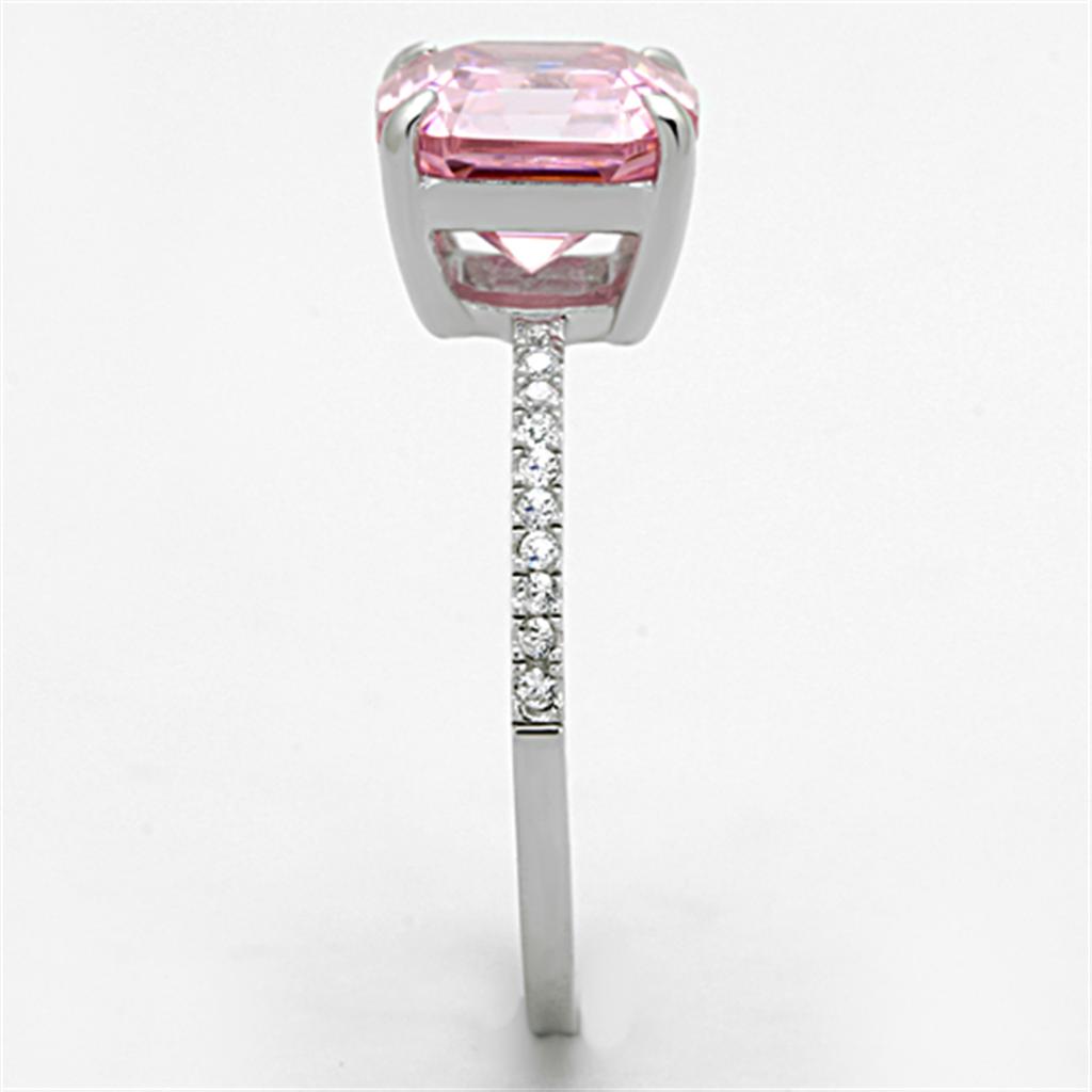 TS179 - Rhodium 925 Sterling Silver Ring with Cubic  in Rose