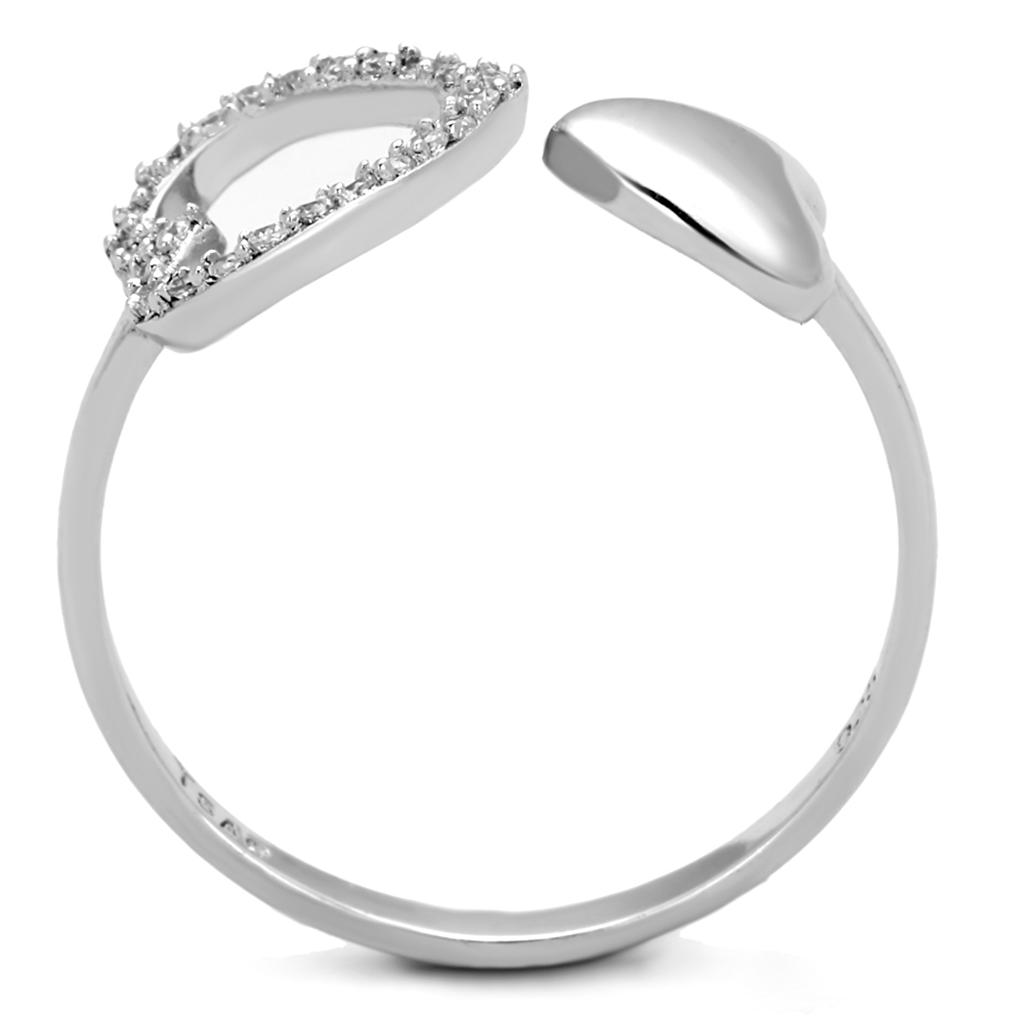 TS194 - Rhodium 925 Sterling Silver Ring with AAA Grade CZ  in Clear