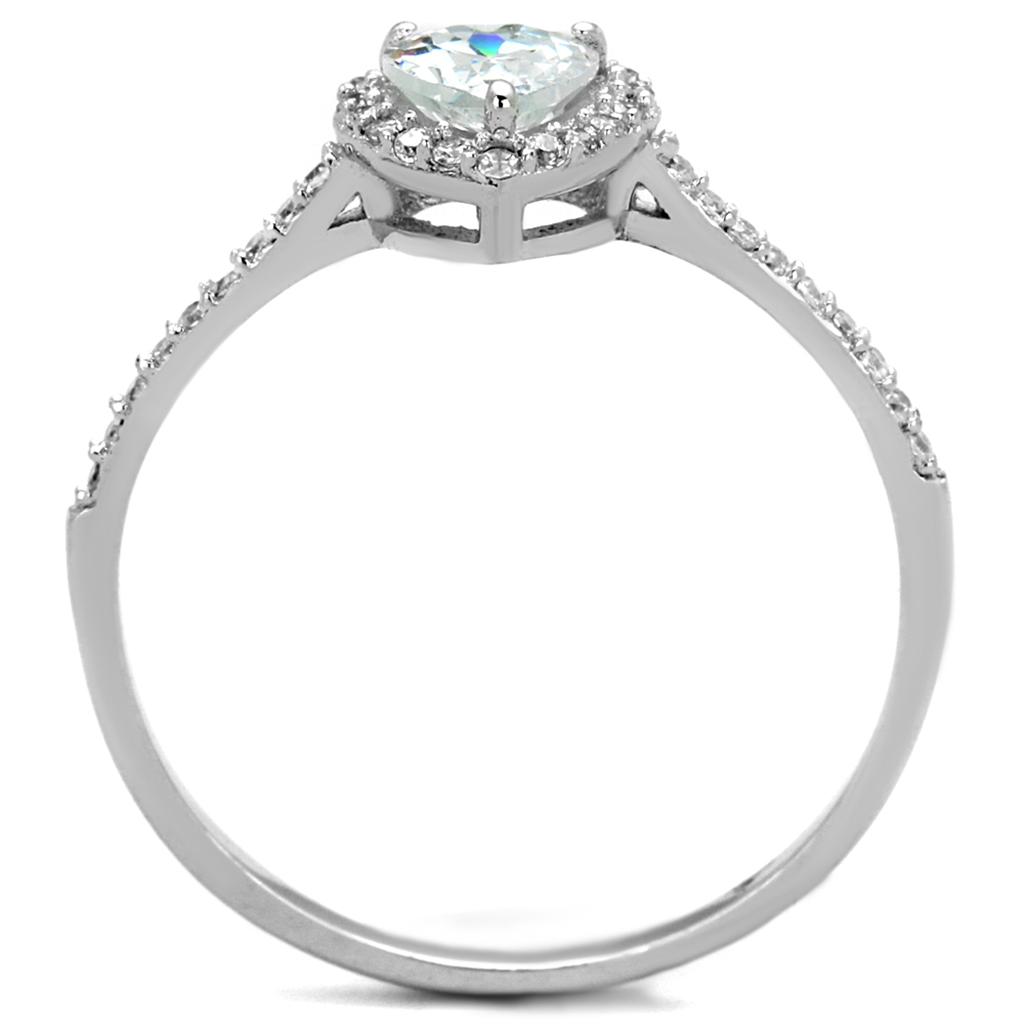 TS196 - Rhodium 925 Sterling Silver Ring with AAA Grade CZ  in Clear