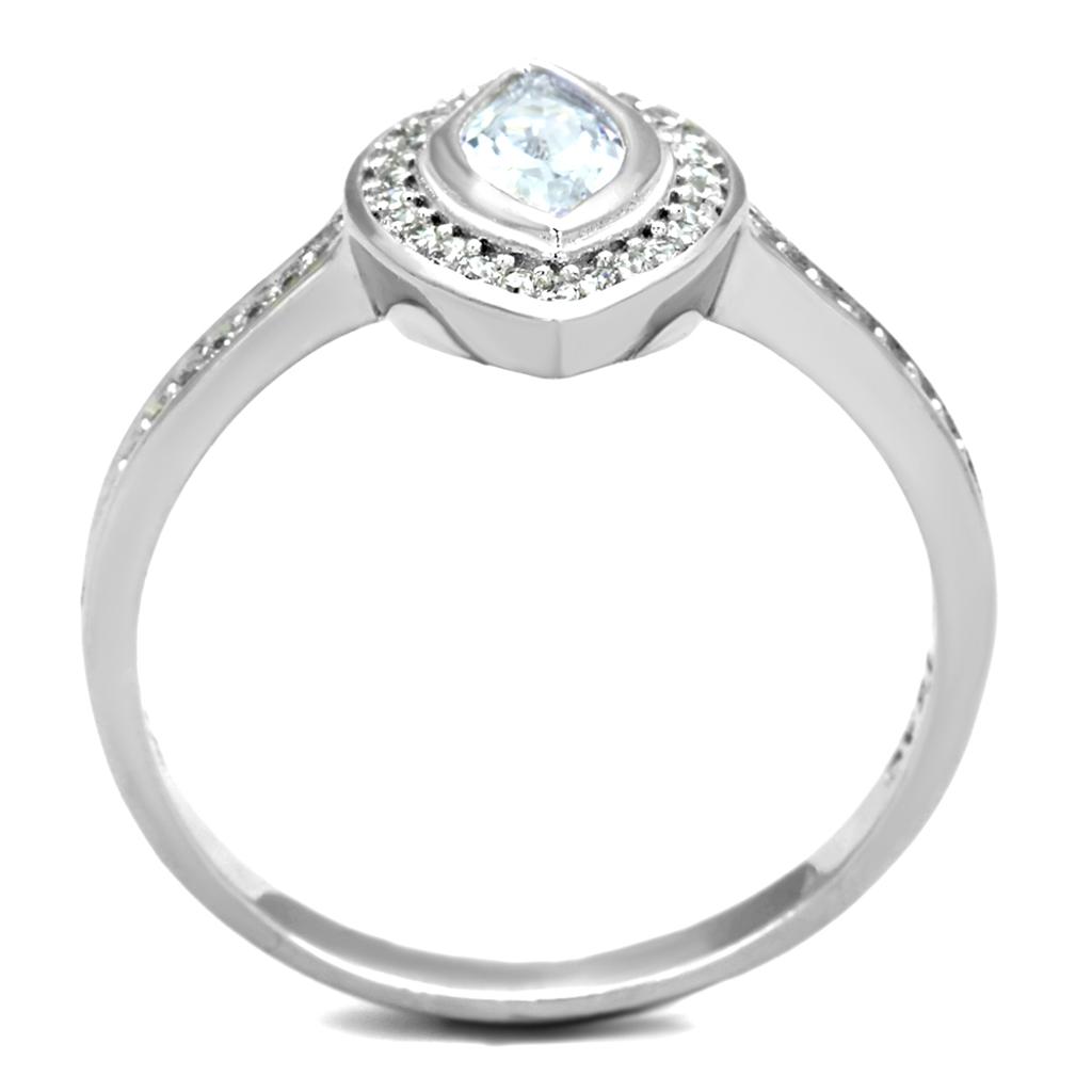 TS213 - Rhodium 925 Sterling Silver Ring with AAA Grade CZ  in Clear