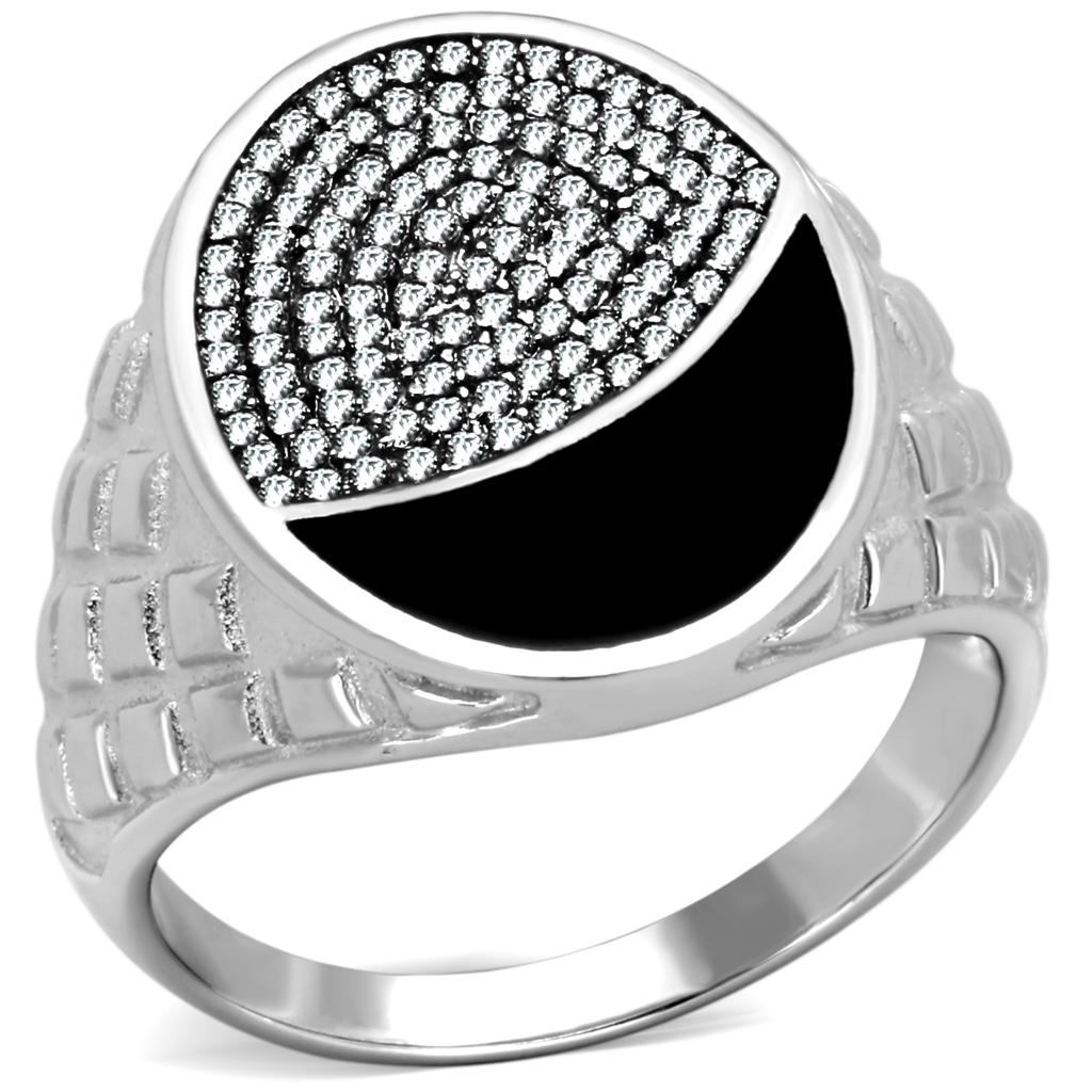 TS216 - Rhodium 925 Sterling Silver Ring with AAA Grade CZ  in Clear