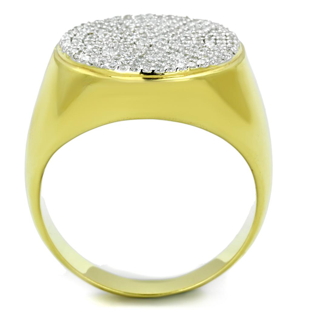 TS238 - Gold+Rhodium 925 Sterling Silver Ring with AAA Grade CZ  in Clear