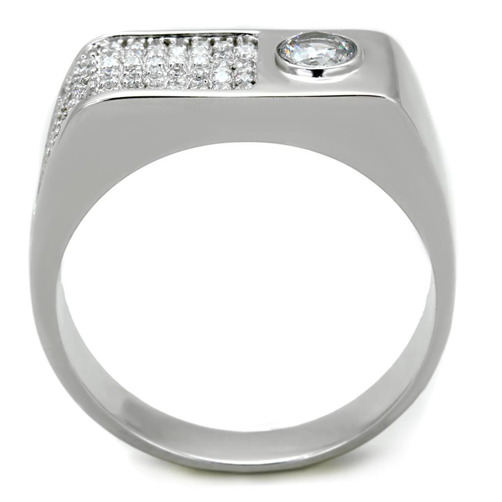 TS239 - Rhodium 925 Sterling Silver Ring with AAA Grade CZ  in Clear