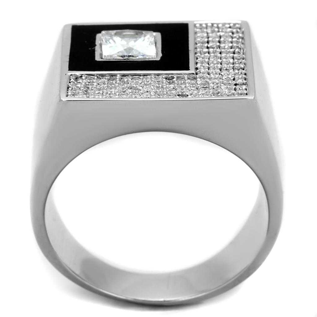 TS242 - Rhodium 925 Sterling Silver Ring with AAA Grade CZ  in Clear