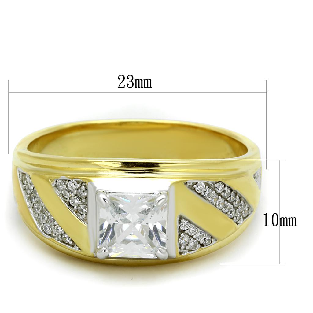 TS247 - Gold+Rhodium 925 Sterling Silver Ring with AAA Grade CZ  in Clear