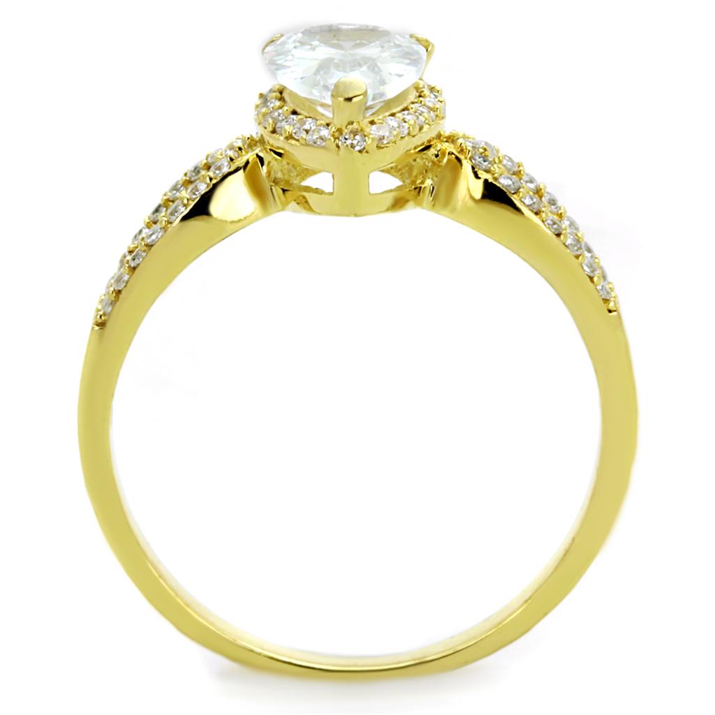 TS248 - Gold 925 Sterling Silver Ring with AAA Grade CZ  in Clear