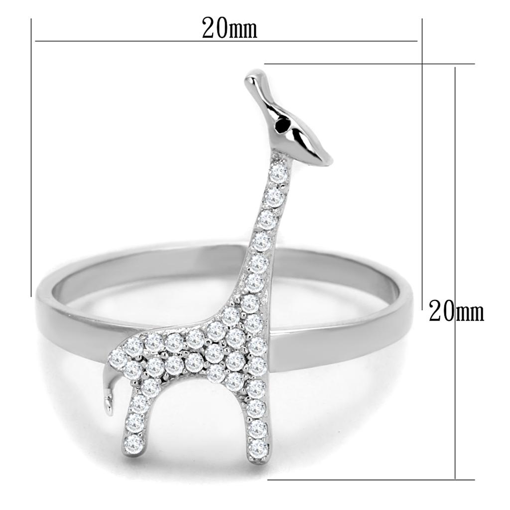 TS255 - Rhodium 925 Sterling Silver Ring with AAA Grade CZ  in Clear