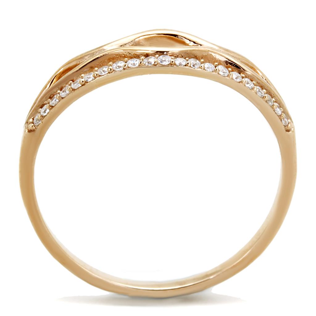 TS278 - Rose Gold 925 Sterling Silver Ring with AAA Grade CZ  in Clear