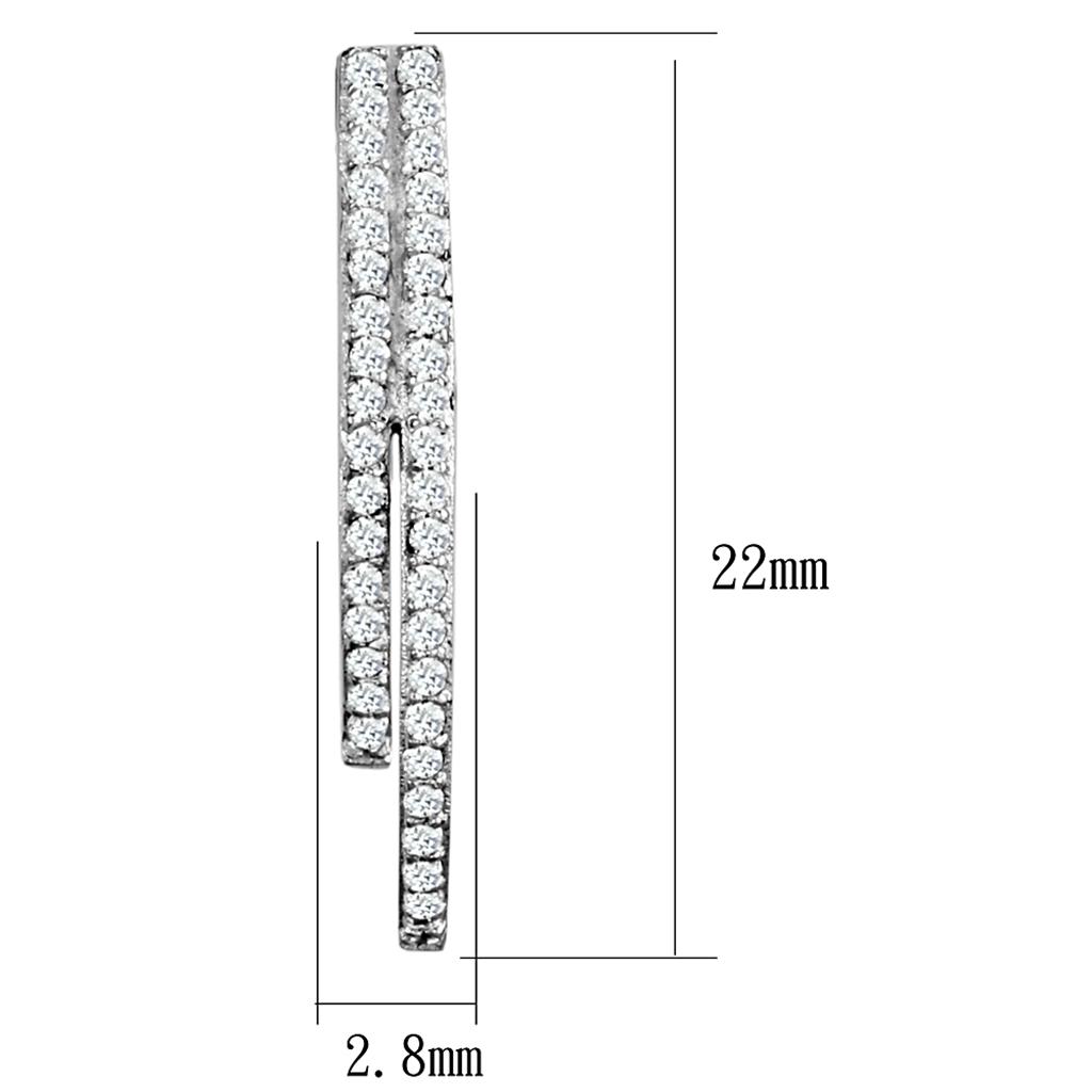 TS293 - Rhodium 925 Sterling Silver Earrings with AAA Grade CZ  in Clear