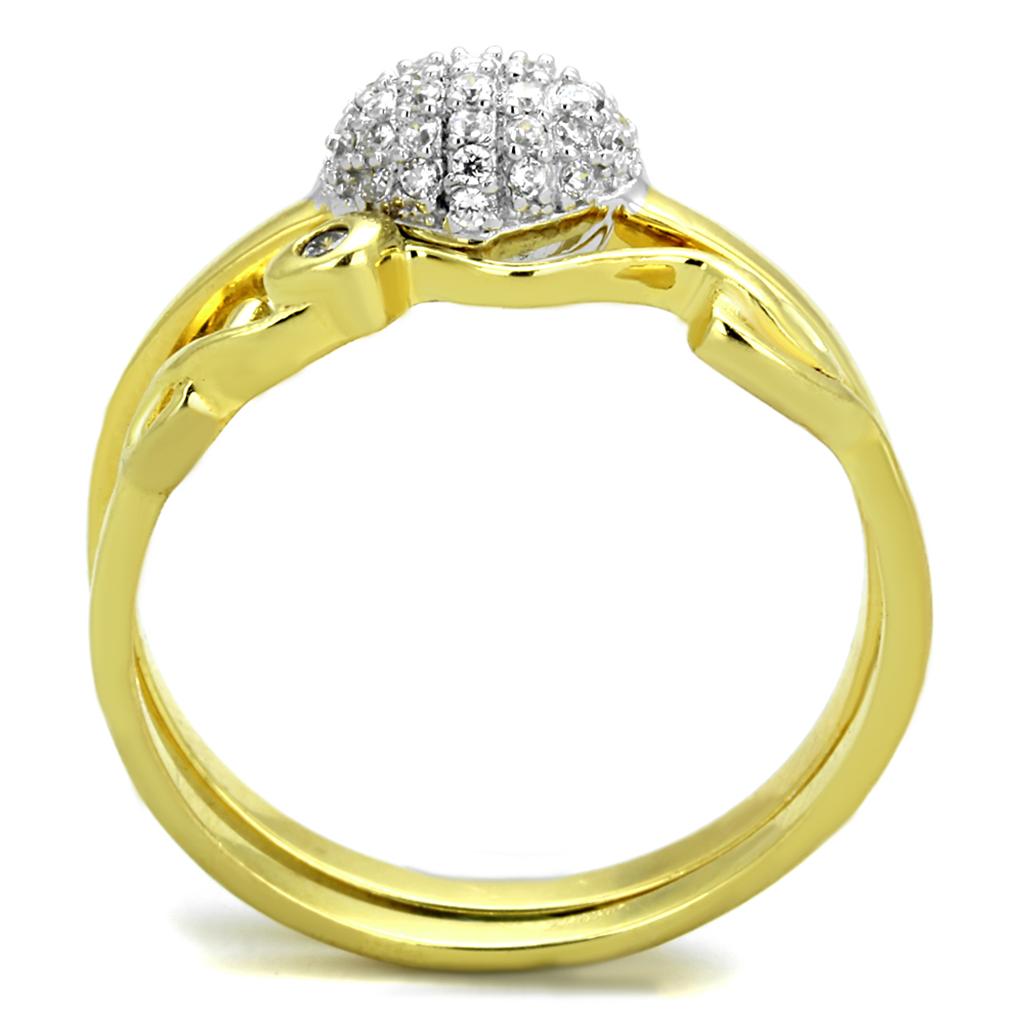 TS311 - Gold+Rhodium 925 Sterling Silver Ring with AAA Grade CZ  in Clear