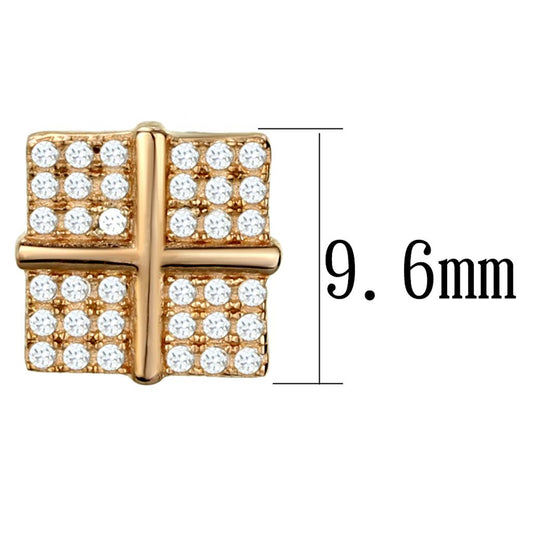 TS322 - Rose Gold 925 Sterling Silver Earrings with AAA Grade CZ  in Clear