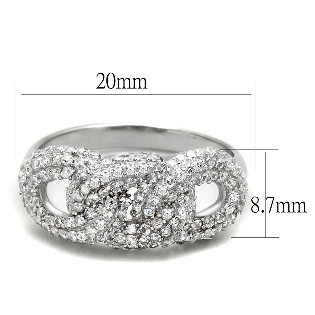 TS334 - Rhodium 925 Sterling Silver Ring with AAA Grade CZ  in Clear