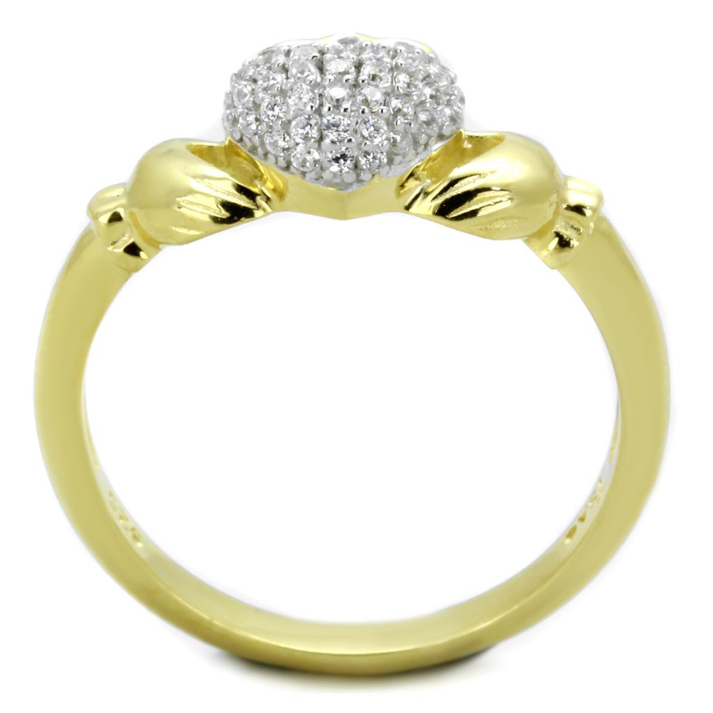 TS342 - Gold+Rhodium 925 Sterling Silver Ring with AAA Grade CZ  in Clear