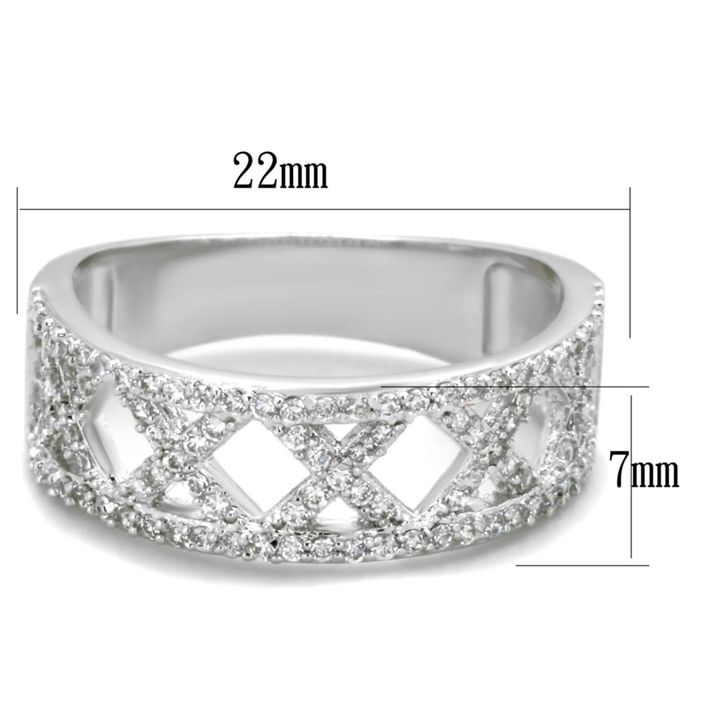 TS354 - Rhodium 925 Sterling Silver Ring with AAA Grade CZ  in Clear