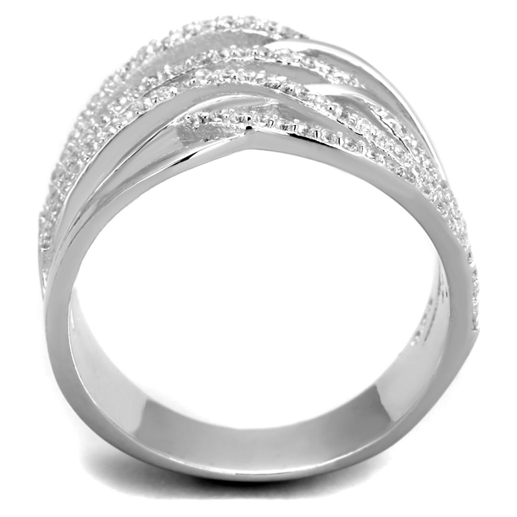 TS357 - Rhodium 925 Sterling Silver Ring with AAA Grade CZ  in Clear