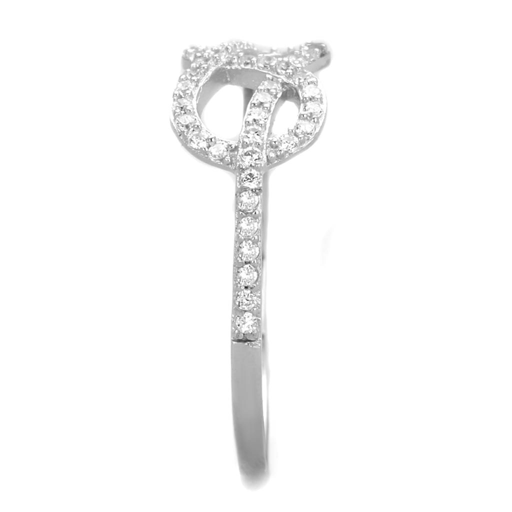 TS360 - Rhodium 925 Sterling Silver Ring with AAA Grade CZ  in Clear