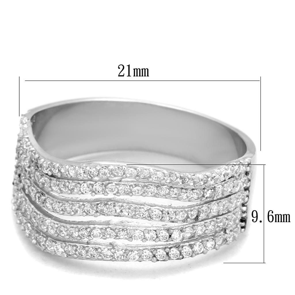 TS364 - Rhodium 925 Sterling Silver Ring with AAA Grade CZ  in Clear