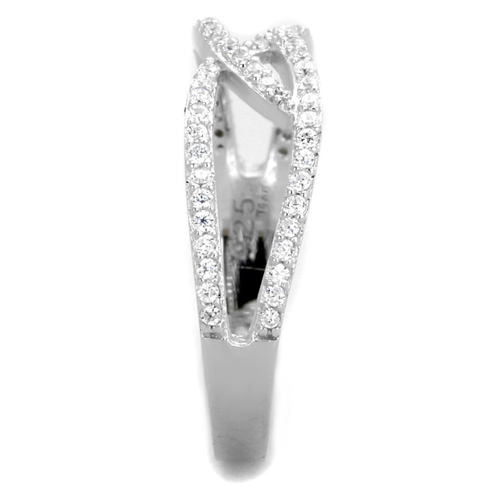 TS365 - Rhodium 925 Sterling Silver Ring with AAA Grade CZ  in Clear