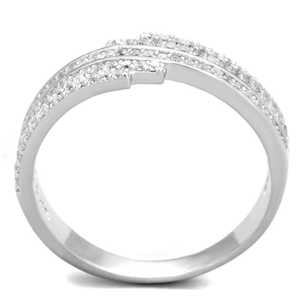 TS367 - Rhodium 925 Sterling Silver Ring with AAA Grade CZ  in Clear