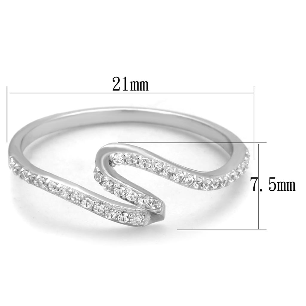 TS368 - Rhodium 925 Sterling Silver Ring with AAA Grade CZ  in Clear