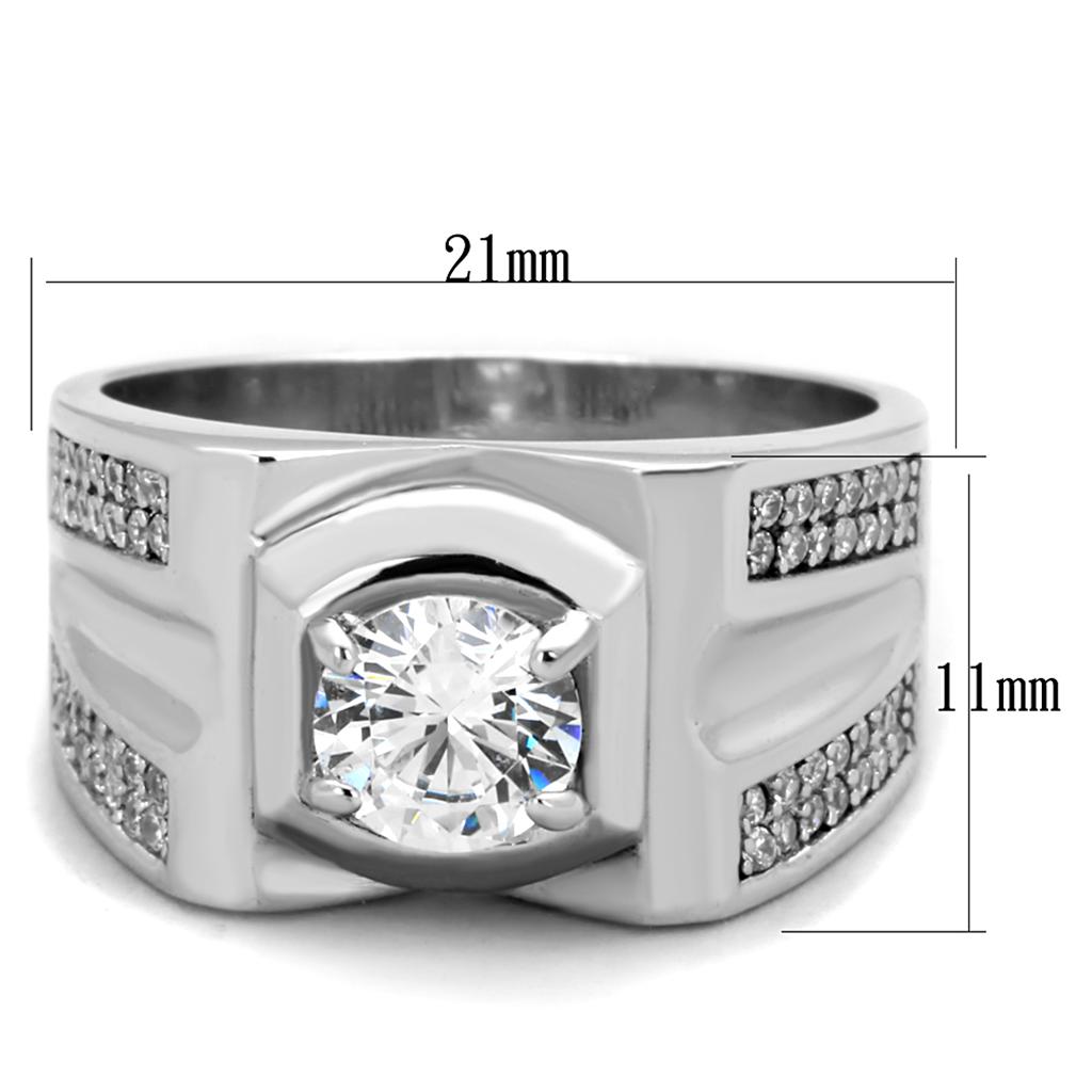 TS385 - Rhodium 925 Sterling Silver Ring with AAA Grade CZ  in Clear