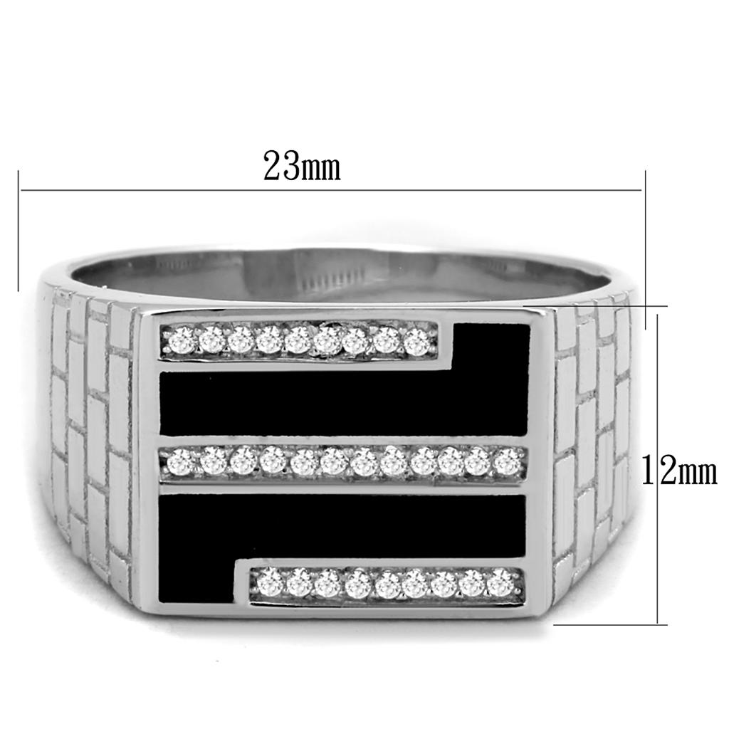 TS387 - Rhodium 925 Sterling Silver Ring with AAA Grade CZ  in Clear