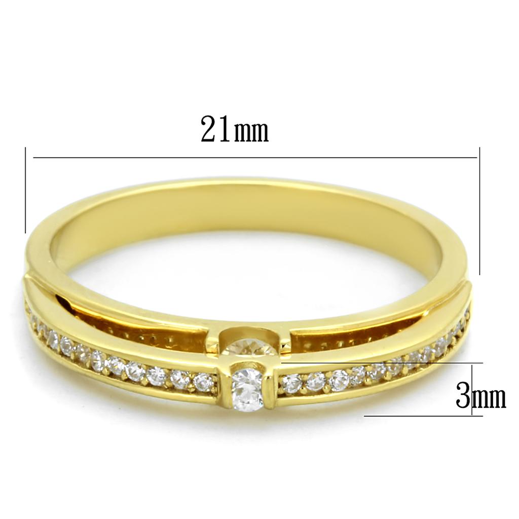 TS403 - Gold 925 Sterling Silver Ring with AAA Grade CZ  in Clear