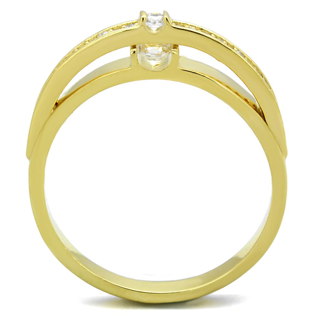 TS403 - Gold 925 Sterling Silver Ring with AAA Grade CZ  in Clear