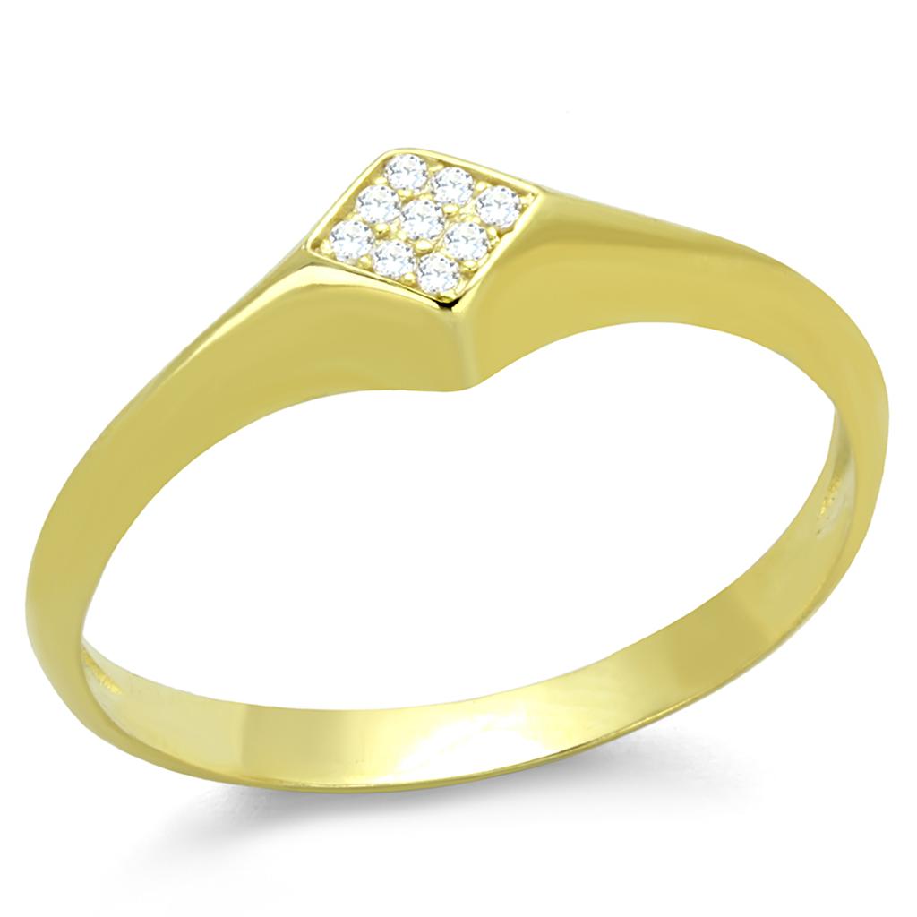 TS406 - Gold 925 Sterling Silver Ring with AAA Grade CZ  in Clear