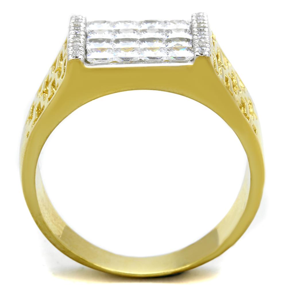 TS412 - Gold+Rhodium 925 Sterling Silver Ring with AAA Grade CZ  in Clear