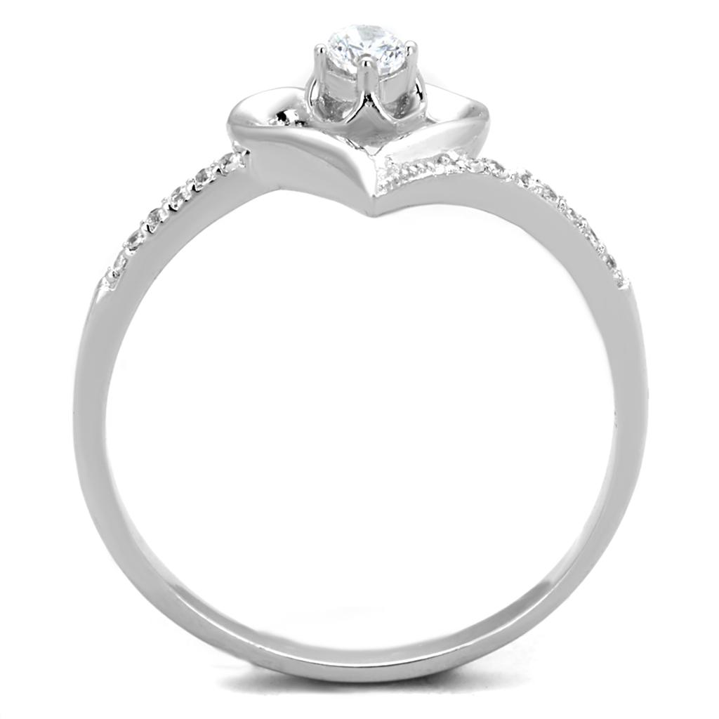 TS425 - Rhodium 925 Sterling Silver Ring with AAA Grade CZ  in Clear