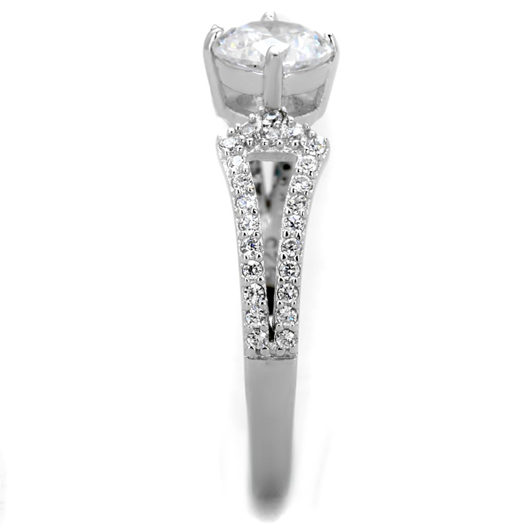 TS430 - Rhodium 925 Sterling Silver Ring with AAA Grade CZ  in Clear