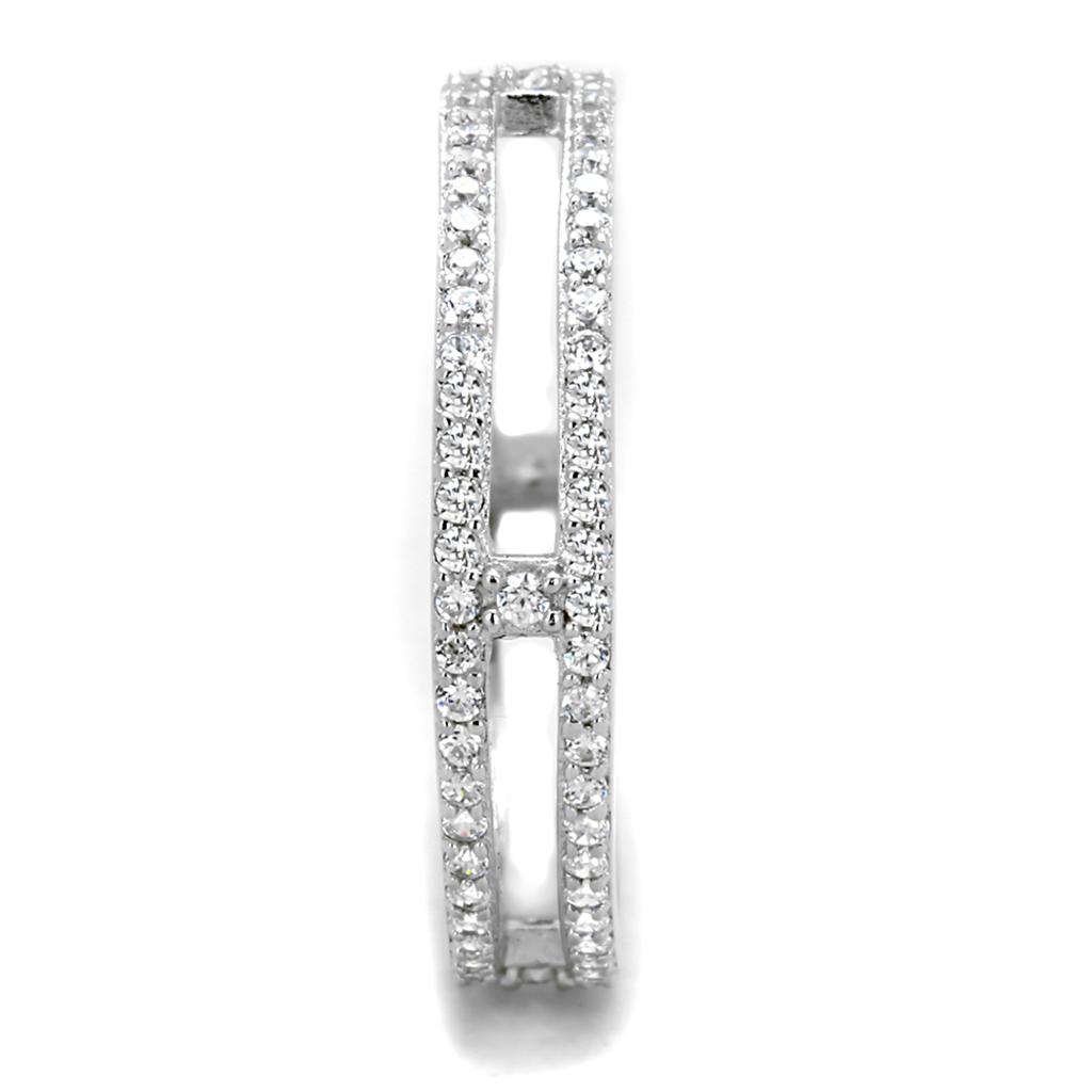 TS434 - Rhodium 925 Sterling Silver Ring with AAA Grade CZ  in Clear