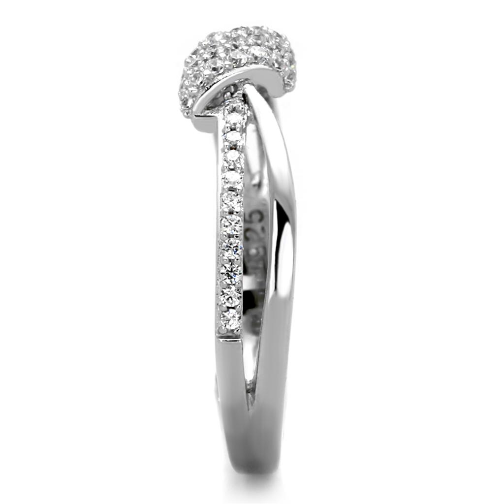 TS435 - Rhodium 925 Sterling Silver Ring with AAA Grade CZ  in Clear