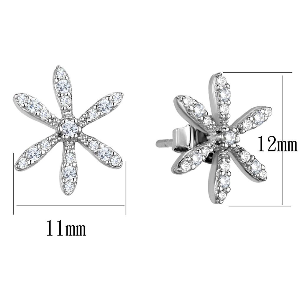 TS444 - Rhodium 925 Sterling Silver Earrings with AAA Grade CZ  in Clear