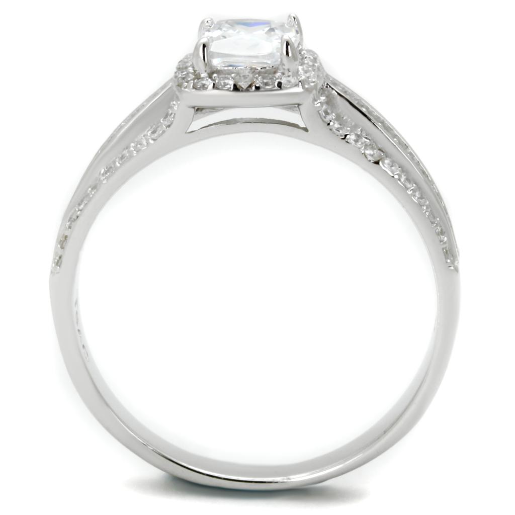 TS454 - Rhodium 925 Sterling Silver Ring with AAA Grade CZ  in Clear