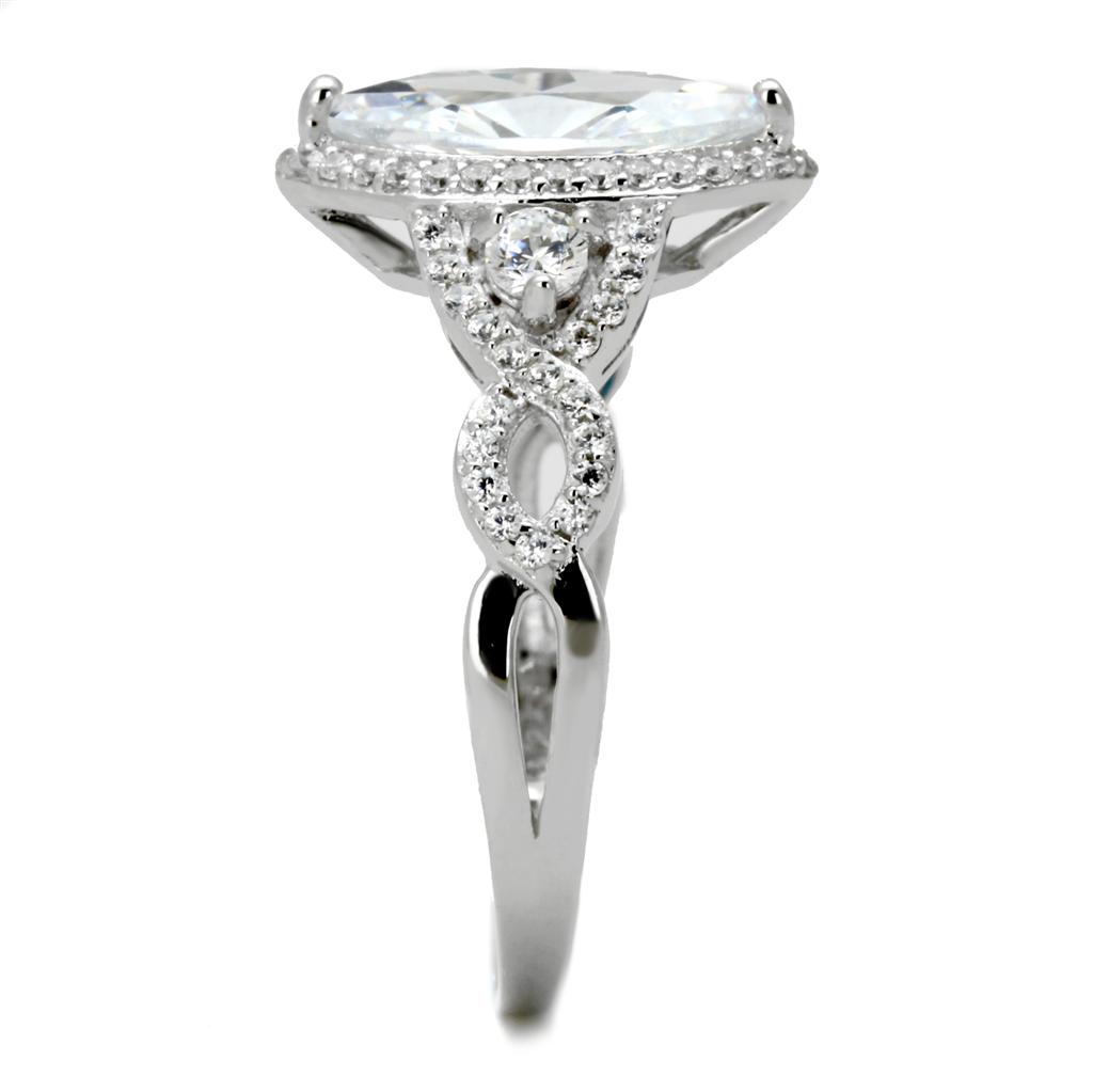 TS457 - Rhodium 925 Sterling Silver Ring with AAA Grade CZ  in Clear