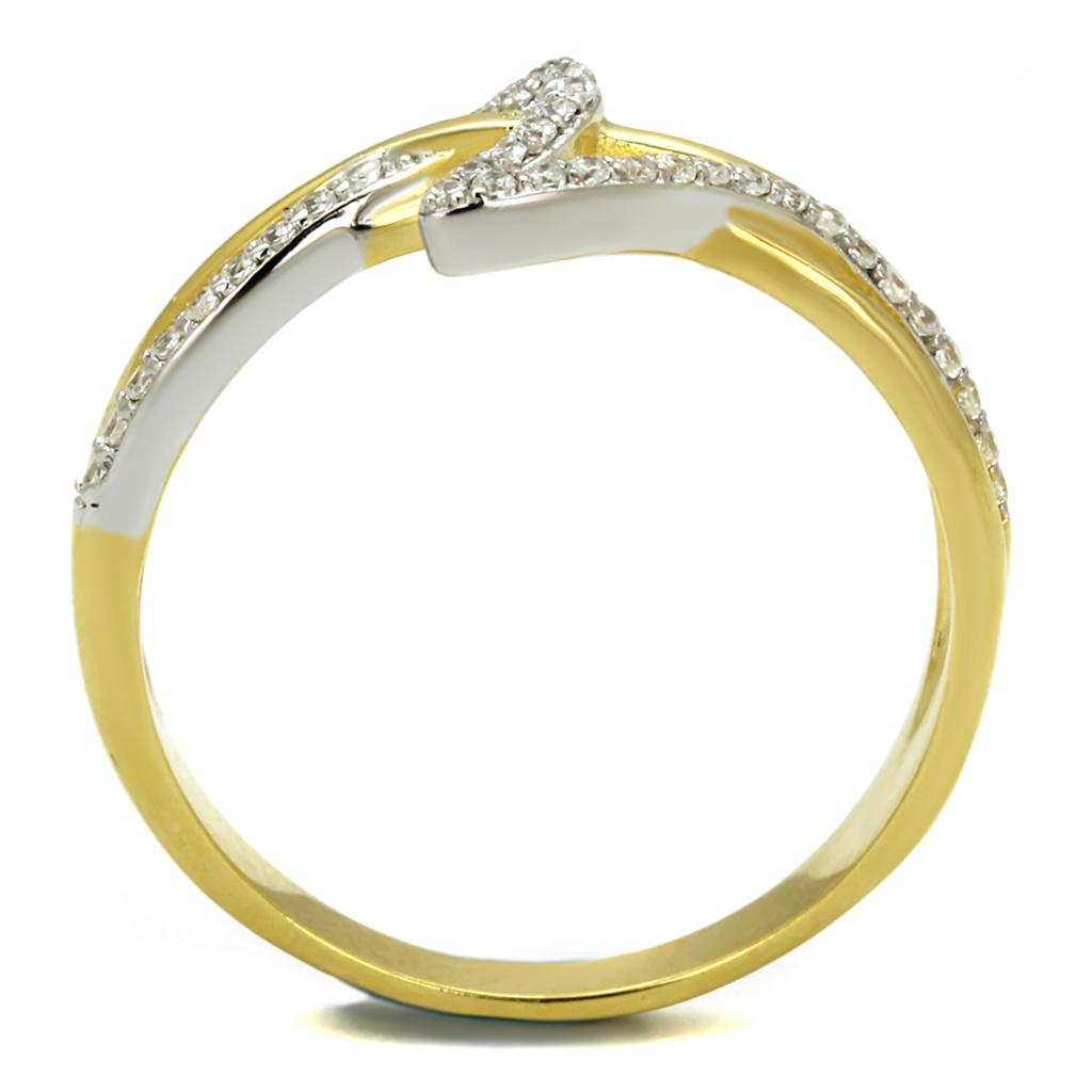 TS461 - Gold+Rhodium 925 Sterling Silver Ring with AAA Grade CZ  in Clear