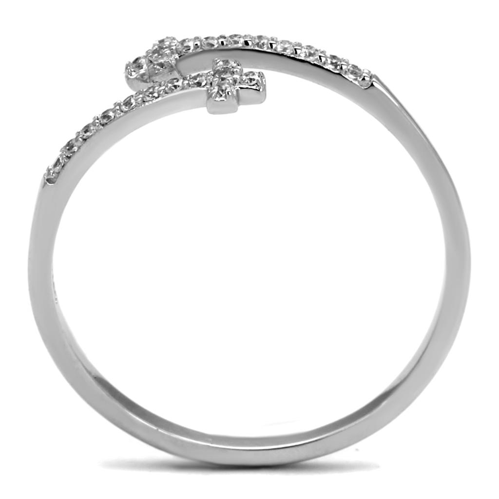 TS463 - Rhodium 925 Sterling Silver Ring with AAA Grade CZ  in Clear