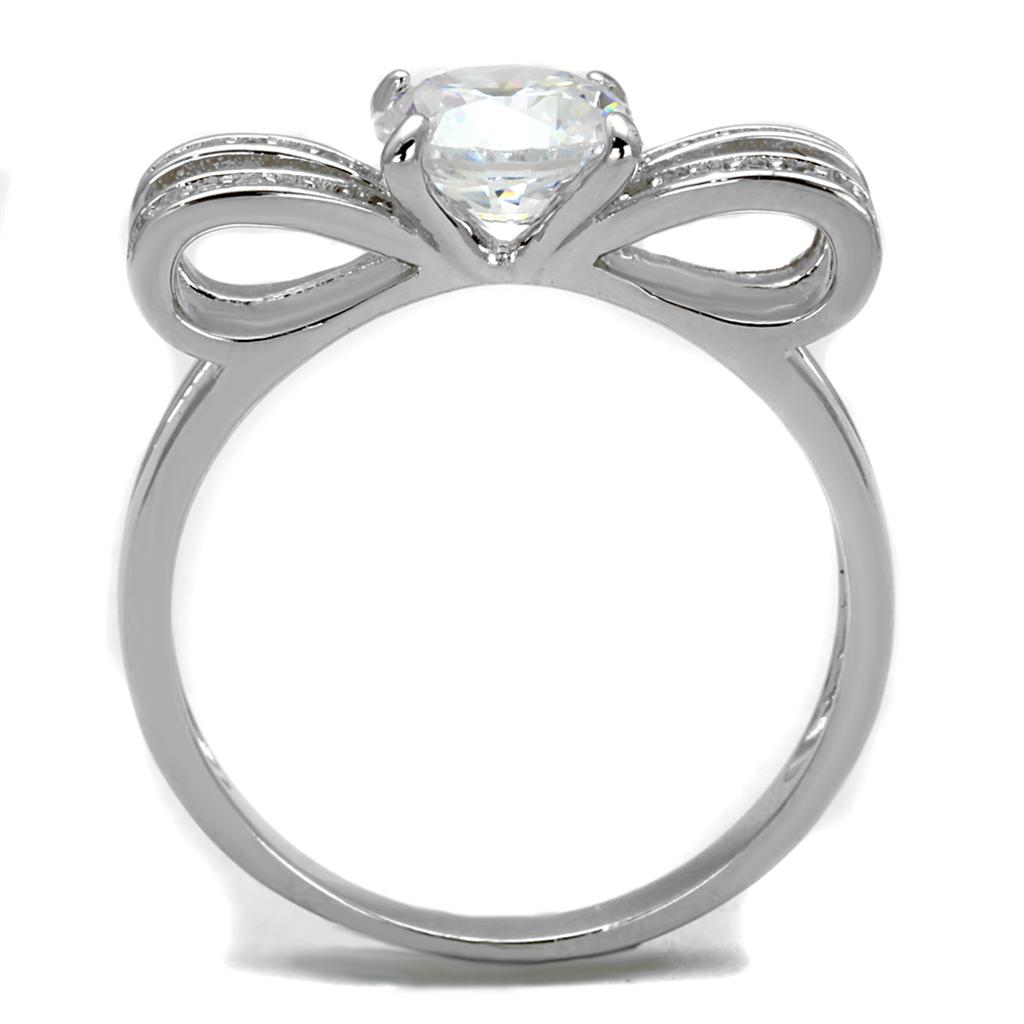 TS470 - Rhodium 925 Sterling Silver Ring with AAA Grade CZ  in Clear