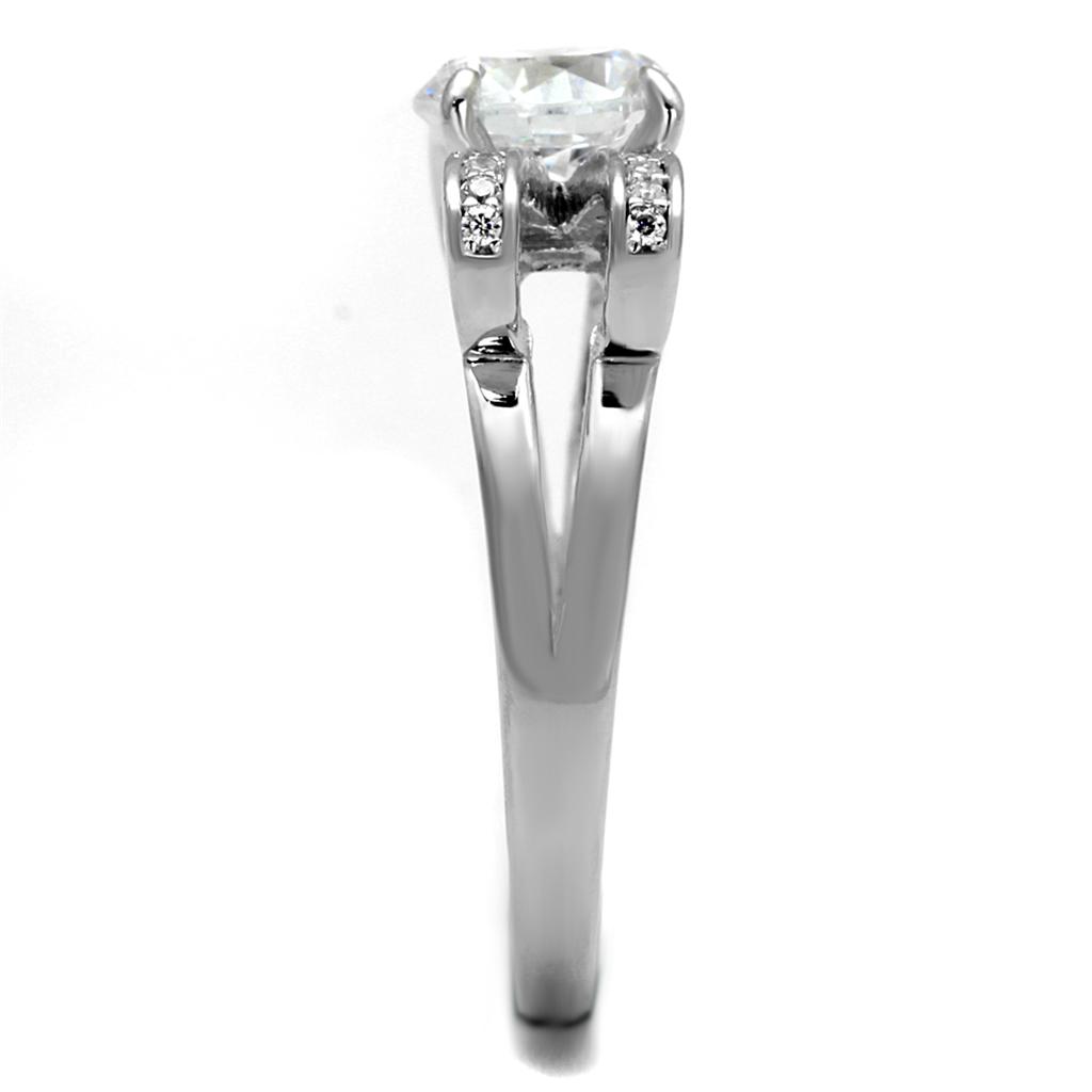 TS470 - Rhodium 925 Sterling Silver Ring with AAA Grade CZ  in Clear