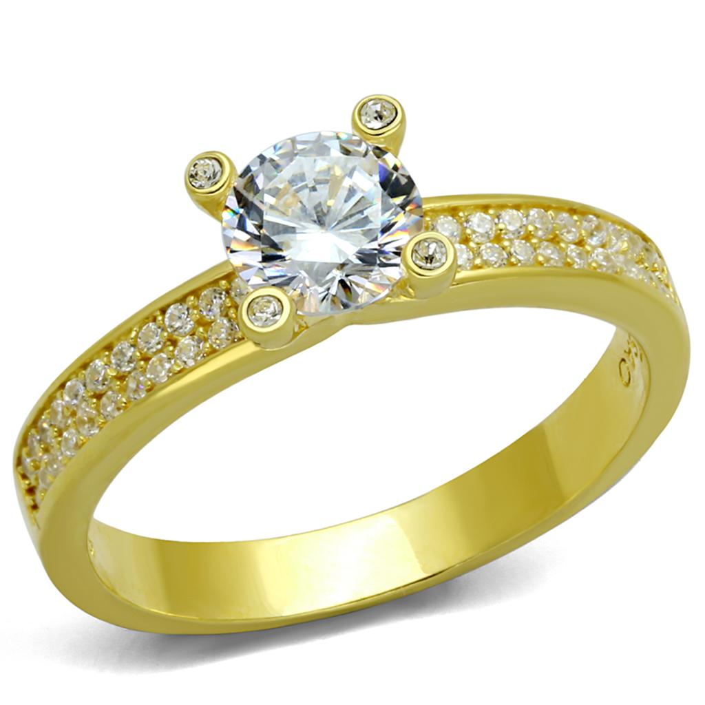 TS474 - Gold 925 Sterling Silver Ring with AAA Grade CZ  in Clear