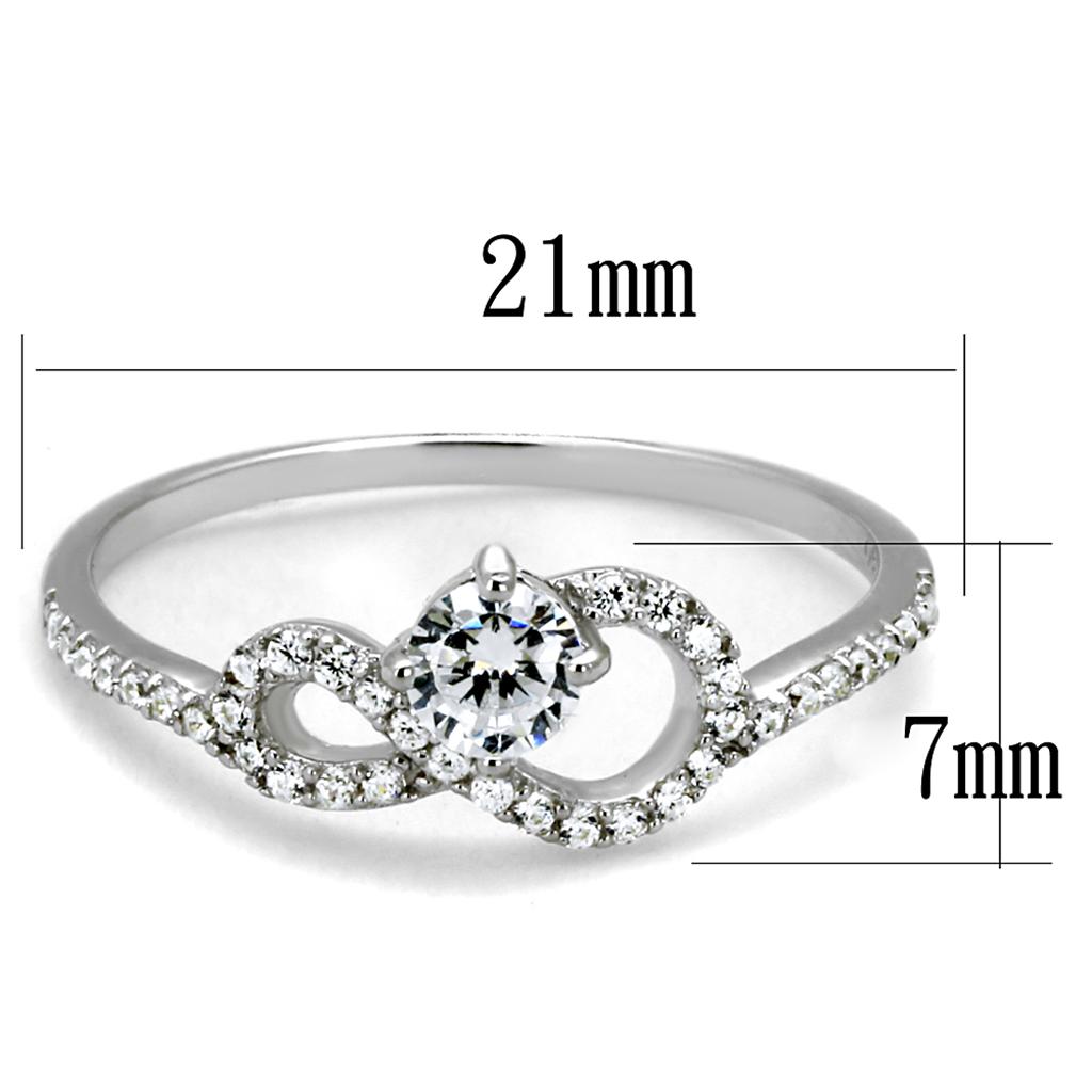 TS485 - Rhodium 925 Sterling Silver Ring with AAA Grade CZ  in Clear