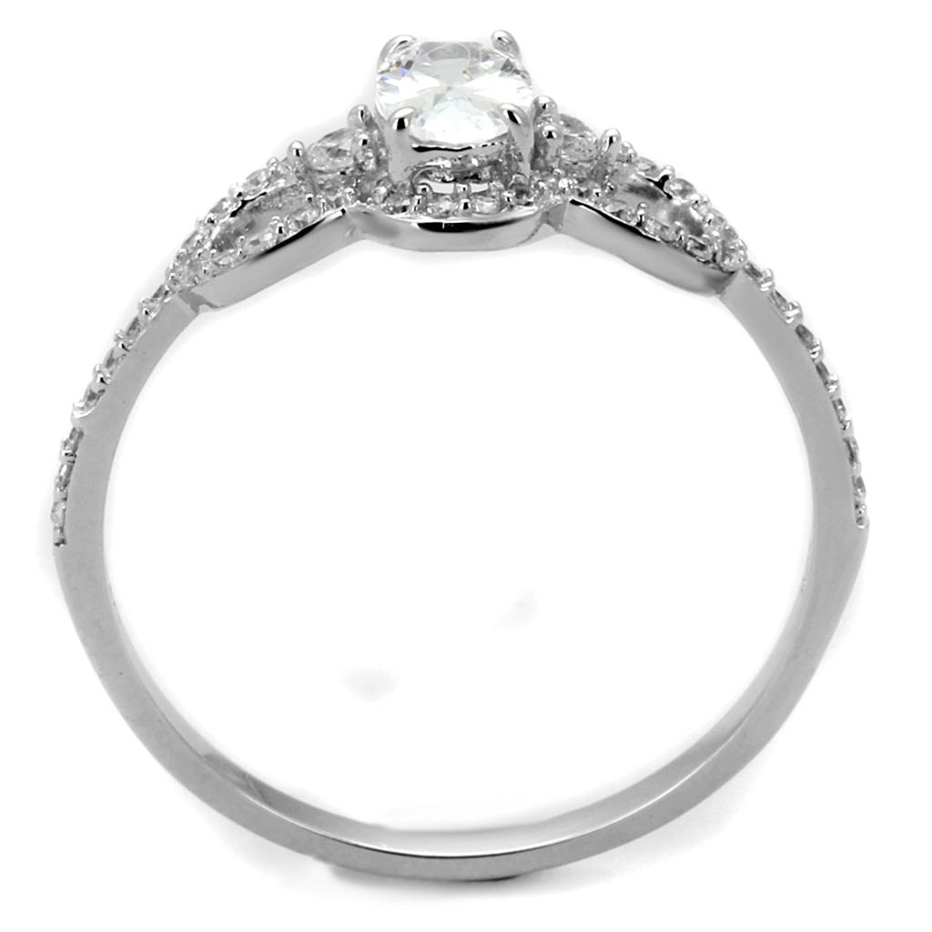 TS486 - Rhodium 925 Sterling Silver Ring with AAA Grade CZ  in Clear