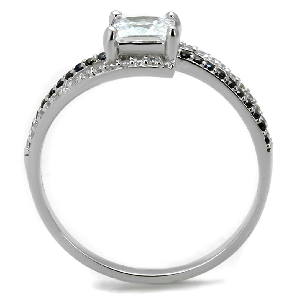 TS488 - Rhodium 925 Sterling Silver Ring with AAA Grade CZ  in Clear