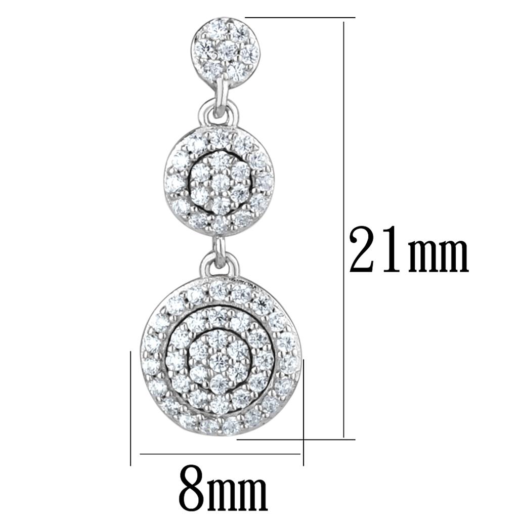 TS494 - Rhodium 925 Sterling Silver Earrings with AAA Grade CZ  in Clear