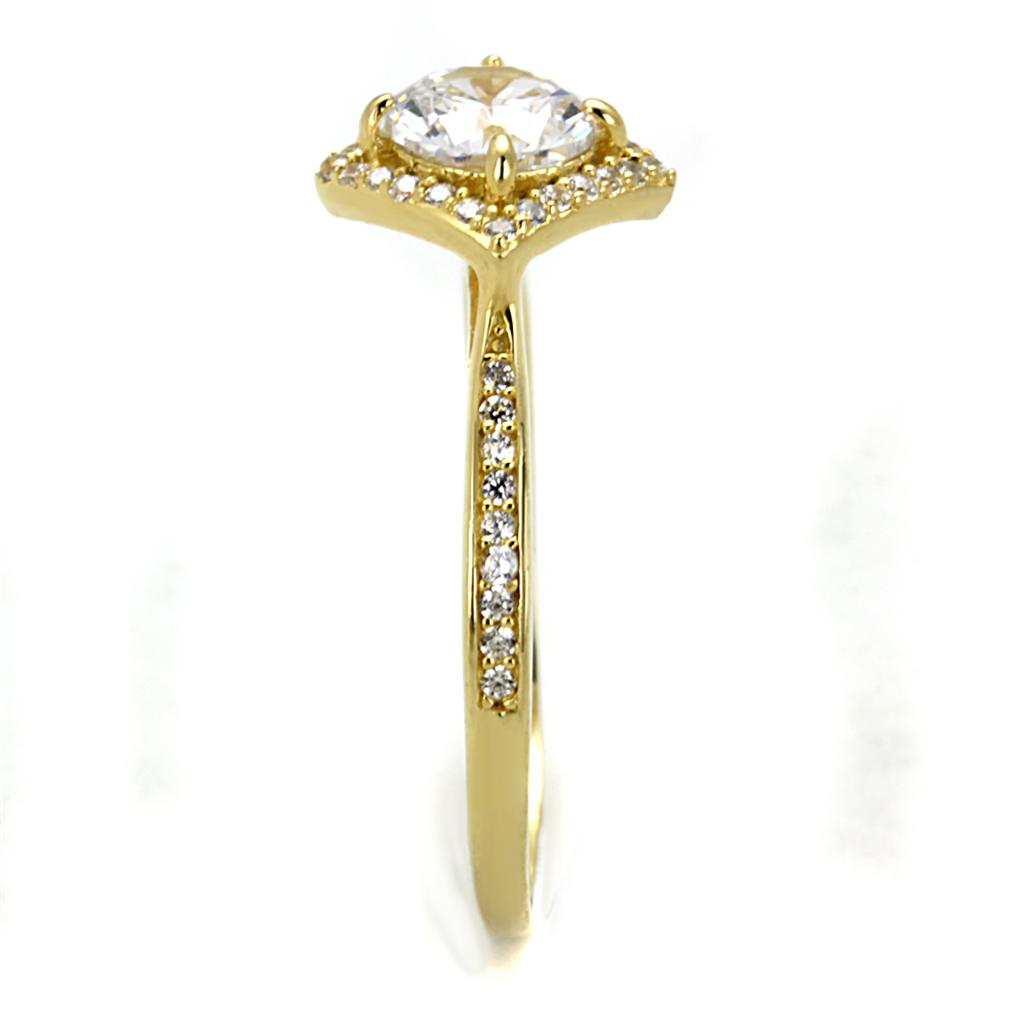 TS500 - Gold 925 Sterling Silver Ring with AAA Grade CZ  in Clear