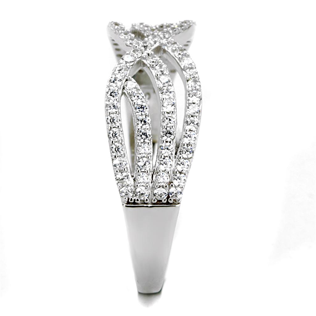 TS516 - Rhodium 925 Sterling Silver Ring with AAA Grade CZ  in Clear