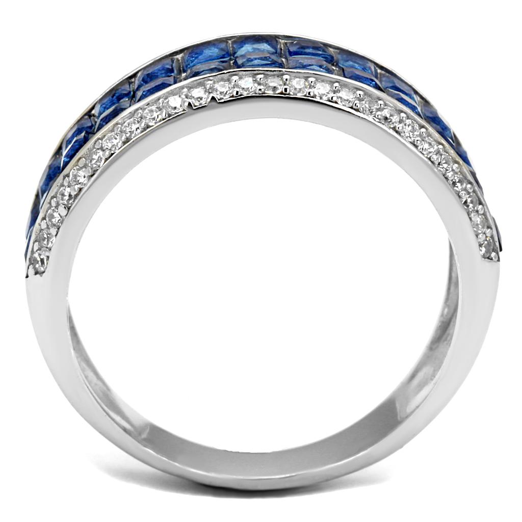 TS526 - Rhodium 925 Sterling Silver Ring with Synthetic Synthetic Glass in Montana