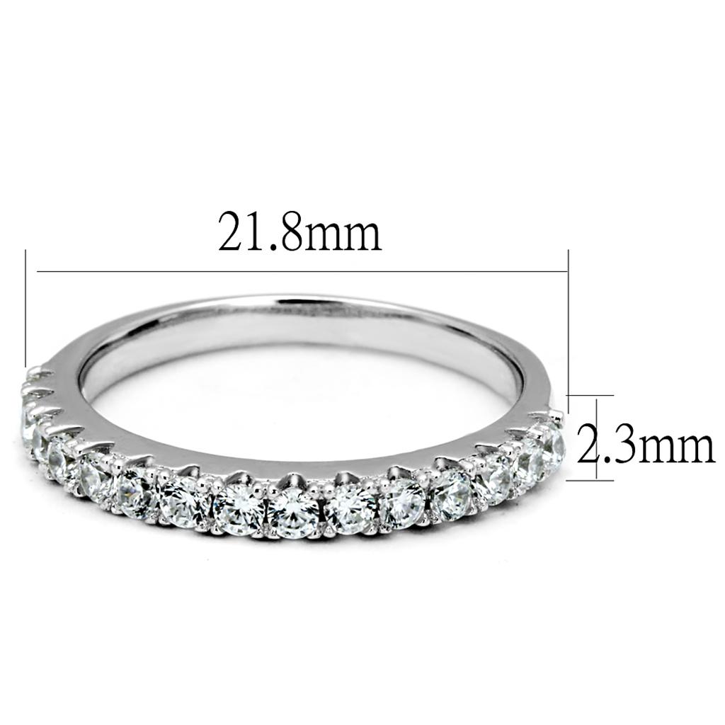 TS534 - Rhodium 925 Sterling Silver Ring with AAA Grade CZ  in Clear